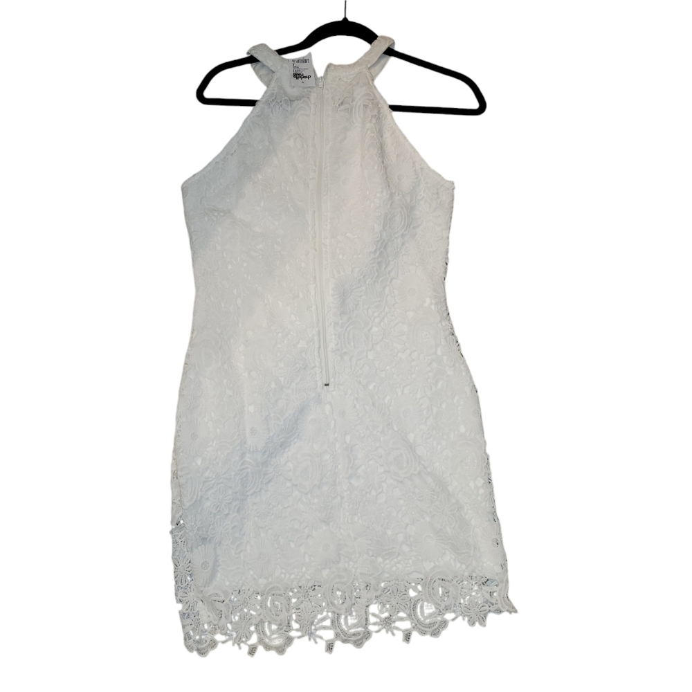 Charlotte Russe White Floral Lace Dress Fully lined Size L - Picture 4 of 4